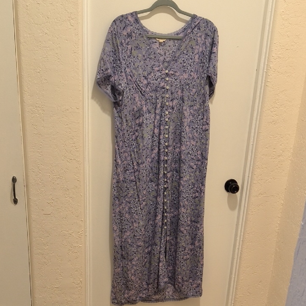 Lucky Brand Purple Casual Maxi Dress Crew Neck Short Sleeve
